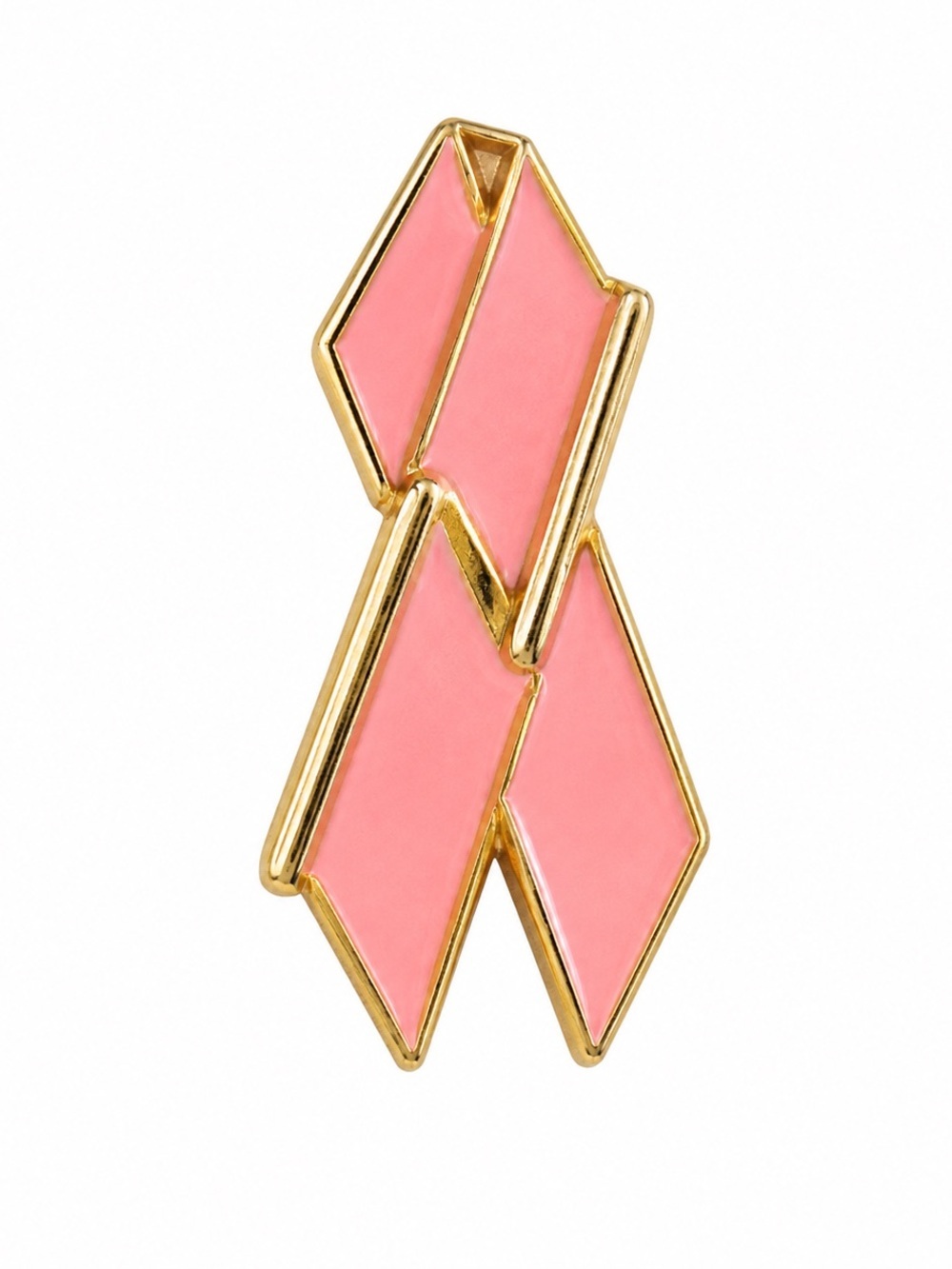 Pink Ribbon Breast Cancer Awareness Enamel Gold Tone Lapel Pin Brooch